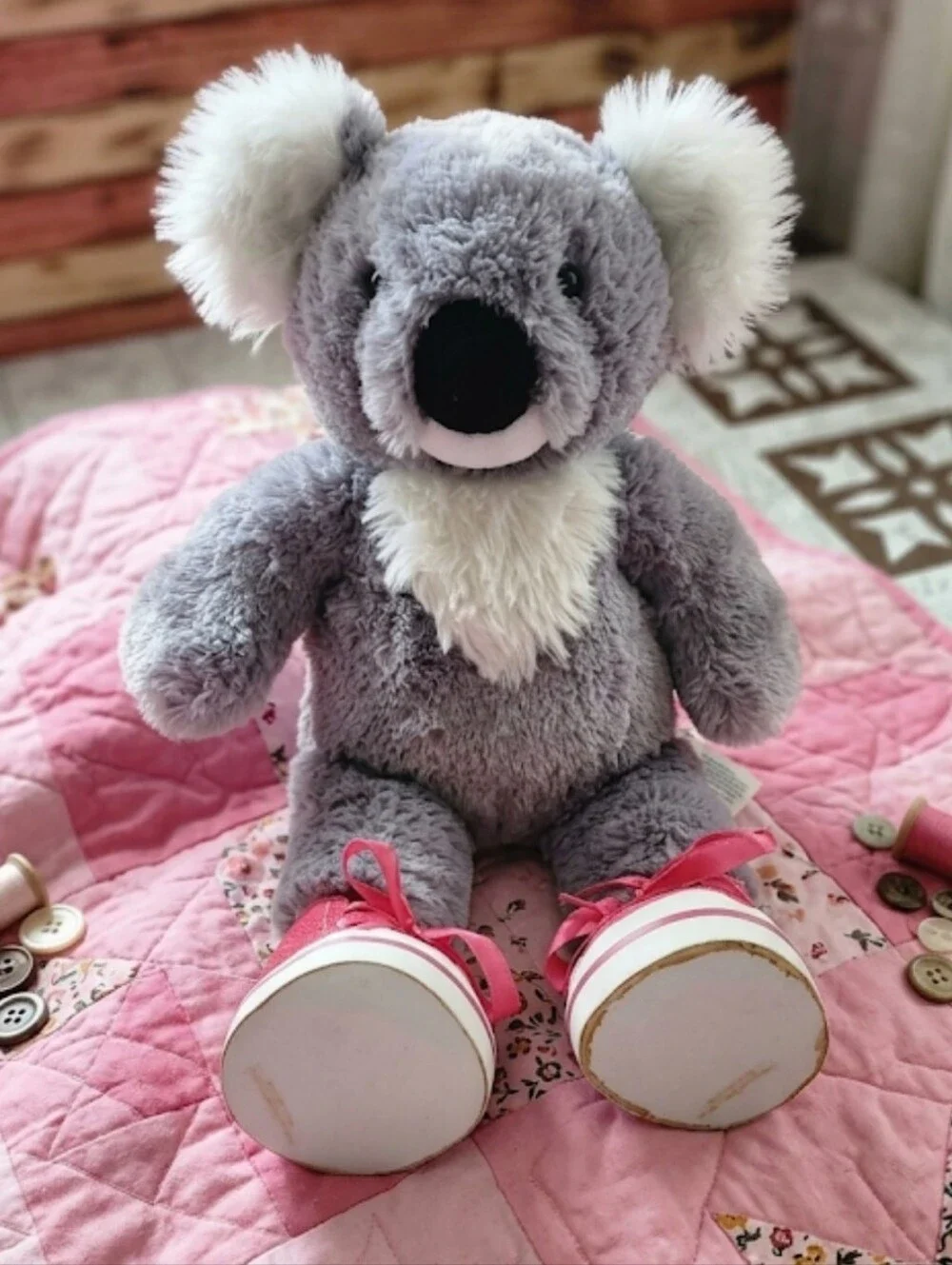 Build a Bear brown plush Koala pink sneakers